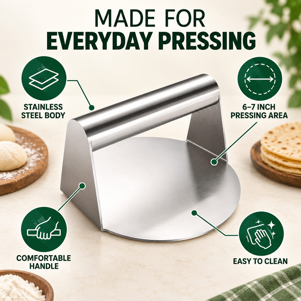 Stainless steel roti and puri dough press — product view 10