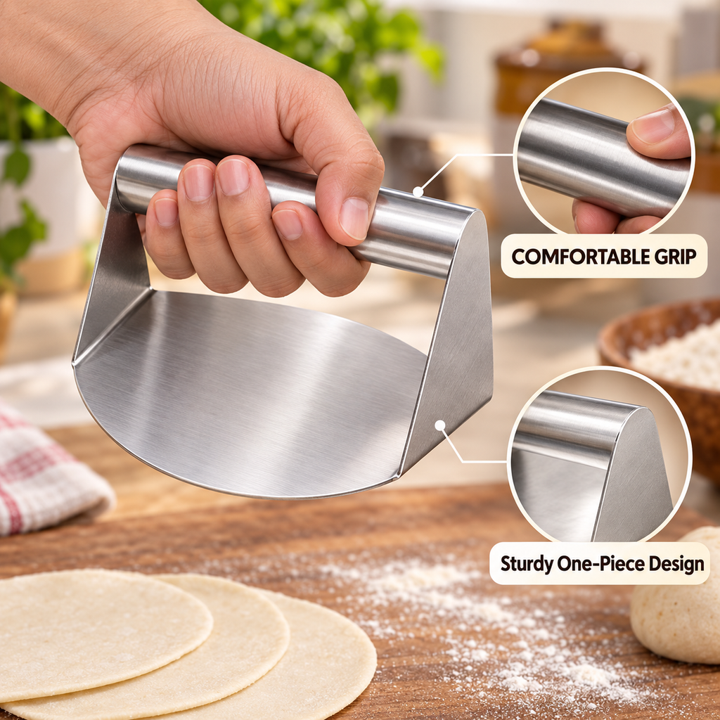 Stainless steel roti and puri dough press — product view 4