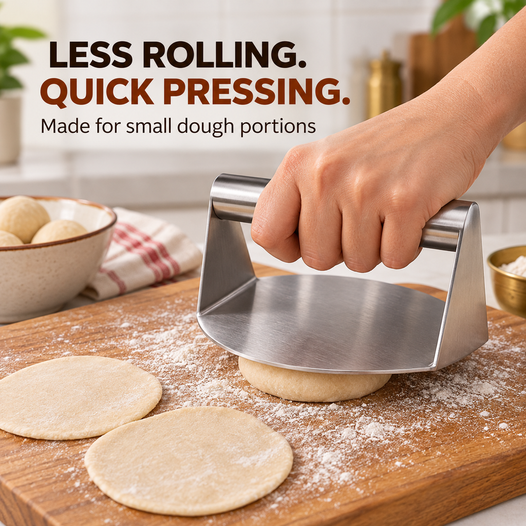 Stainless steel roti and puri dough press — product view 6